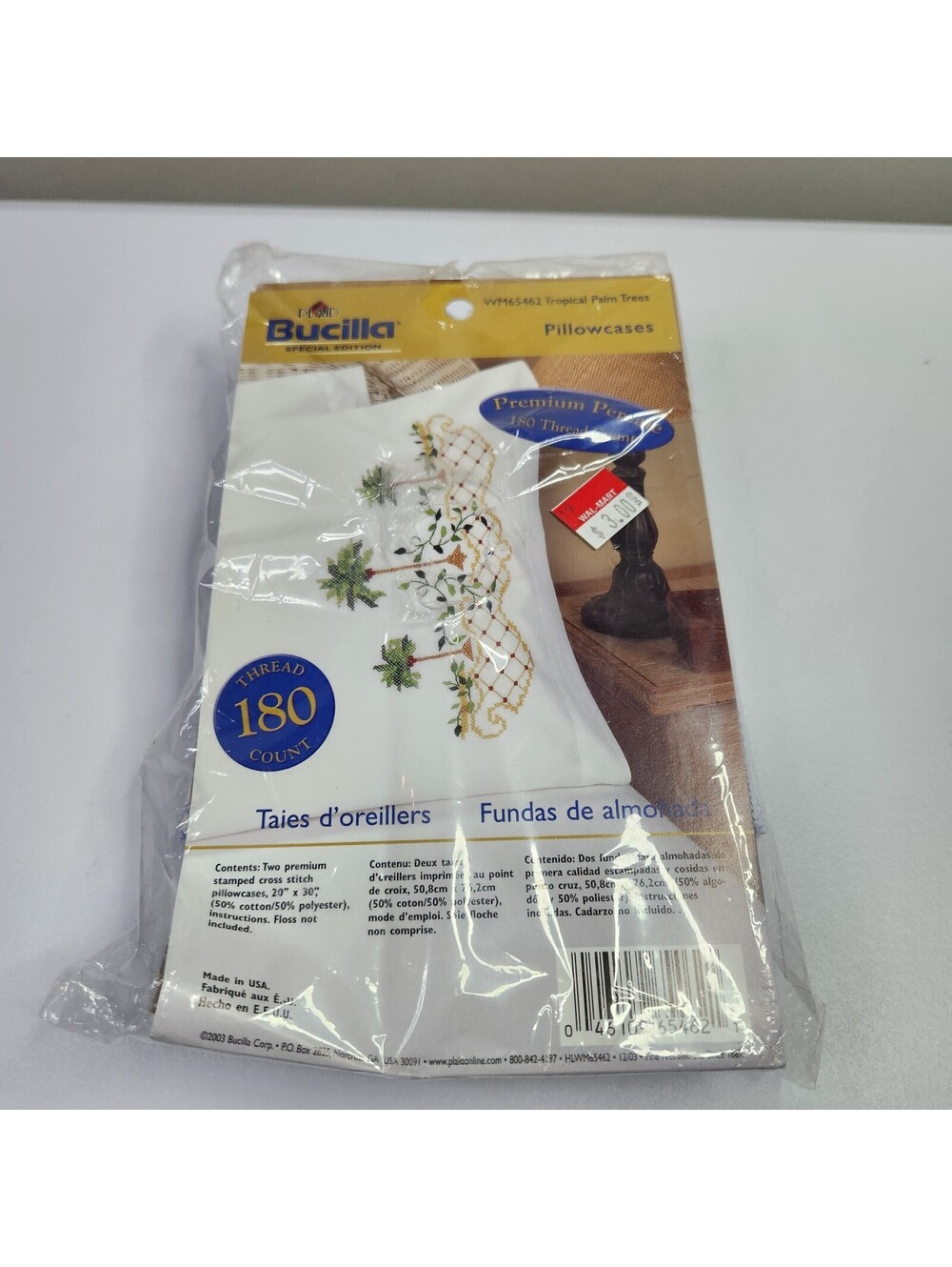 Bucilla Tropical Palm Trees pillowcases embroidery kit